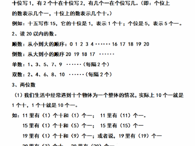 一年级上册数学期末复习知识点和练习